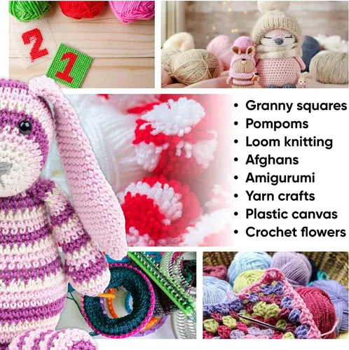 Vista 6 de CRAFTISS Mini madejas de hilo acrílico de 12 x 1.76 oz, 1300 yardas de hilo suave para proyectos de manualidades de ganchillo y tejer, surtido