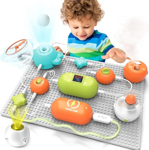 Vista 8 de Kit de ciencia de circuitos para niños de 3 a 12 años 64 proyectos STEM con 25 piezas electrónicas Sin soldadura, kit de placa de circuito