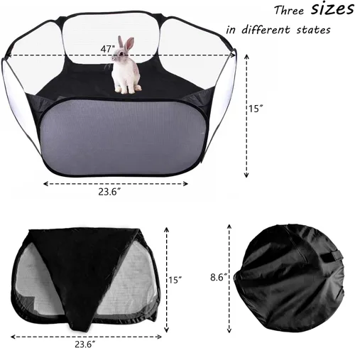 Vista 4 de Corralito para animales pequeños, portátil, con apertura automática, interactivo, para mascotas, valla interior y exterior para conejos, conejillos