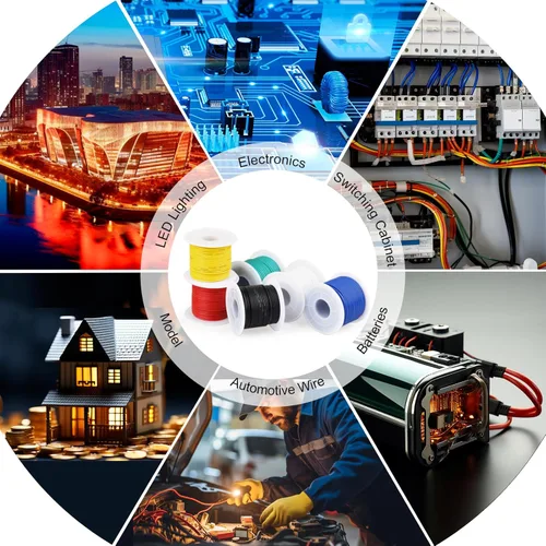 Vista 7 de Cable eléctrico de silicona calibre 18 Cable-HuLuWa 18 AWG Kit de cables de conexión de 6 colores (13.12 pies cada uno) Alambre de cobre estañado