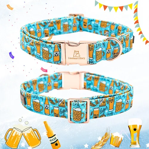 Vista 3 de Lionheart glory Collar de perro azul collar de verano para perro, collar de fiesta para perros machos o niñas, collares ajustables suaves