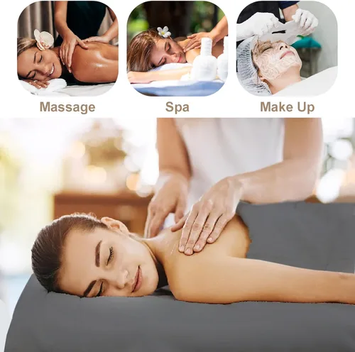 Vista 3 de Juego de 4 sábanas de mesa de masaje, 12 piezas reutilizables de microfibra suave para masaje, incluye funda para mesa de masaje, sábana bajera