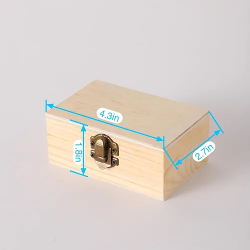 Vista 2 de 12 cajas pequeñas de madera para manualidades, cajas de madera sin terminar de 4.3 x 2.7 x 1.8 pulgadas con tapa, caja de recuerdo