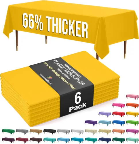Vista 59 de Exquisite 66% Thicker Premium Plastic Table Cloth Rectangle Table Cover 0.5 Mil 6 Pack Aqua Table Cloth 54 Inch x 108 Inch Disposable Tablecloth