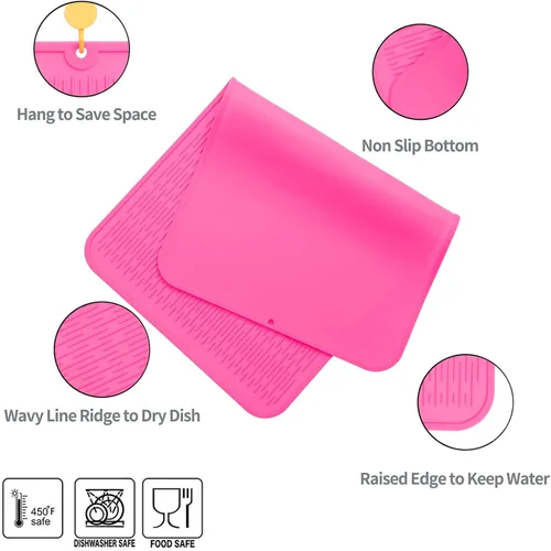 Vista 799 de MicoYang Alfombrilla de Silicona para Secar Platos de Múltiples Usos, Fácil de Limpiar, Ecológica, Alfombrilla de Silicona Resistente al Calor