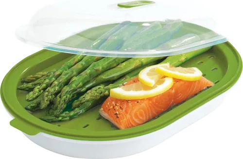 GoodCook Vaporizador diario para microondas – Cocina de verduras y pescado, utensilios de cocina para microondas conserva vitaminas y nutrientes,