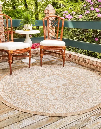 Vista 134 de Unique Loom Outdoor Aztec Collection Alfombra de área, Chalca (7 pies 10 pulgadas, cuadrada, azul/marfil)