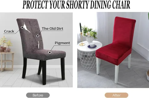 Vista 7 de Juego de 6 fundas elásticas de terciopelo suave para sillas de comedor, decoración elegante para el hogar y banquete, protector de silla Parson
