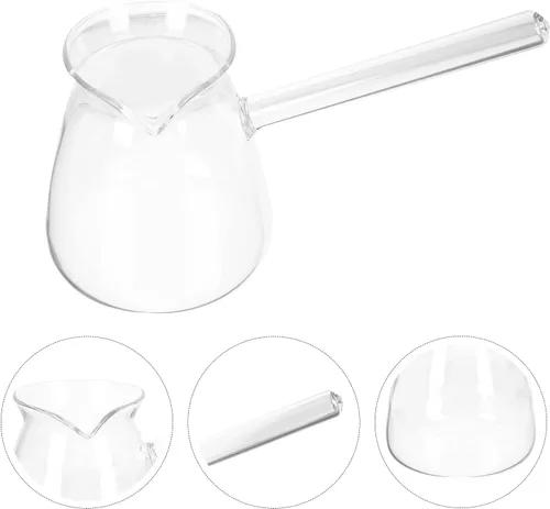 Vista 3 de Classics - Cafetera turca de vidrio de borosilicato, tetera Jazzva Cezve Briki, calentador de leche caliente, 15.2 fl oz