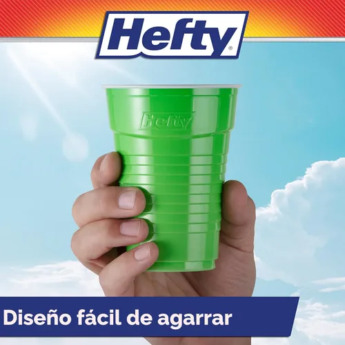 Vista 5 de Vasos de Plástico Desechables Hefty Party On, Surtidos, 16 Onzas, 100