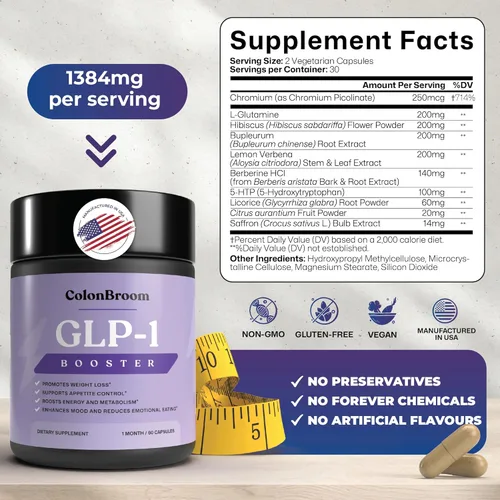 Vista 8 de ColonBroom GLP-1 Suplemento de control de peso (60 unidades) y limpieza de colon y limpieza de desintoxicación de 15 días para controlar