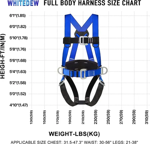 Vista 6 de Kit de protección contra caídas de arnés de seguridad con cordón de absorción de golpes, arneses de trabajo para techos, arnés de seguridad