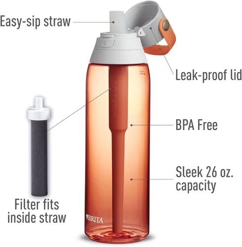 Vista 4 de Brita - Botella de agua con filtro sin BPA, 26 oz