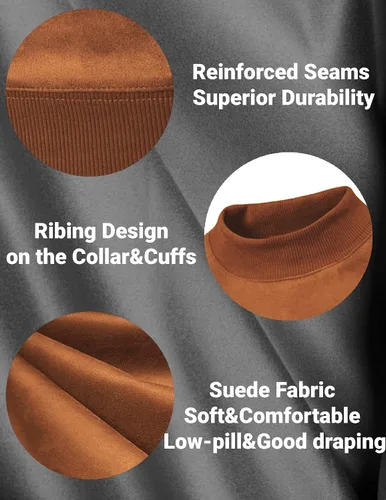 Vista 5 de COOFANDY Sudadera de cuello redondo para hombre, diseño estético de gamuza y manga larga