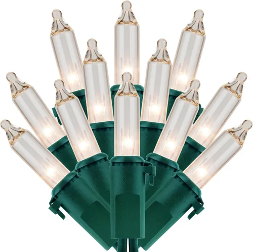 Vista 9 de 200 luces de Navidad transparentes, paquete de 2 hebras, 100 unidades, cable negro de 33 pies, con certificación UL, cadena de luces navideñas