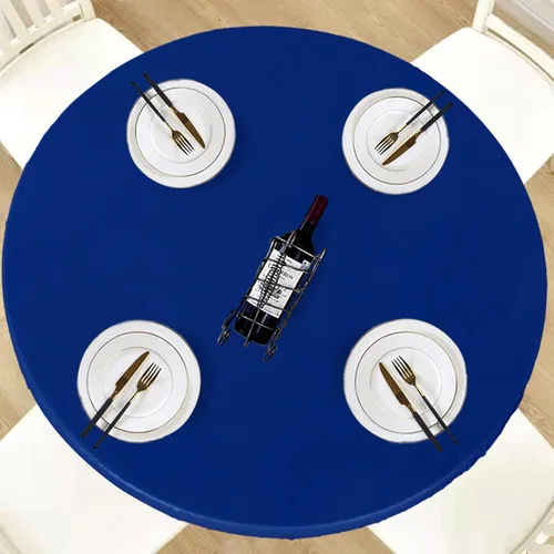 Vista 24 de LUSHVIDA - Mantel ajustable de vinilo para mesa redonda, impermeable y con borde elástico, mantel de plástico