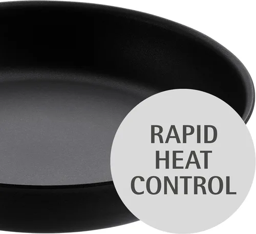 Vista 8 de WMF Sartén profesional para carnes de inducción de 9.4 in, ideal para sellar, material multicapa, control rápido del calor, sartén recubierta