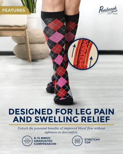 Vista 2 de Pembrook Calcetines de compresión ligeros para mujer, 6 pares, calcetines de compresión de algodón de 8-15 mmHg para mujer, soporte de circulación