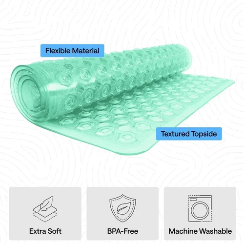 Vista 4 de GORILLA GRIP - Alfombrilla patentada para bañera y ducha, tapete lavable para el piso de la bañera, ventosas y orificios de drenaje para mantener