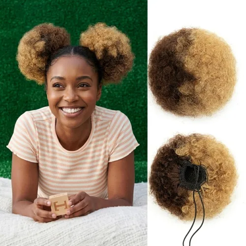 Vista 12 de isheeny Cola de caballo de cabello humano con cordón para mujeres negras, extensión de cabello humano rizado 4C, 8 pulgadas, aspecto natural, añade