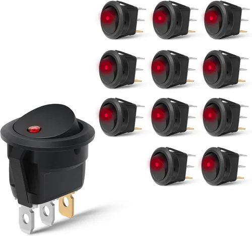 Vista 13 de Nilight Interruptor de palanca basculante de 12 piezas, 3 pines 12V 20A con cable, luz LED redonda, interruptores de encendido y apagado SPST