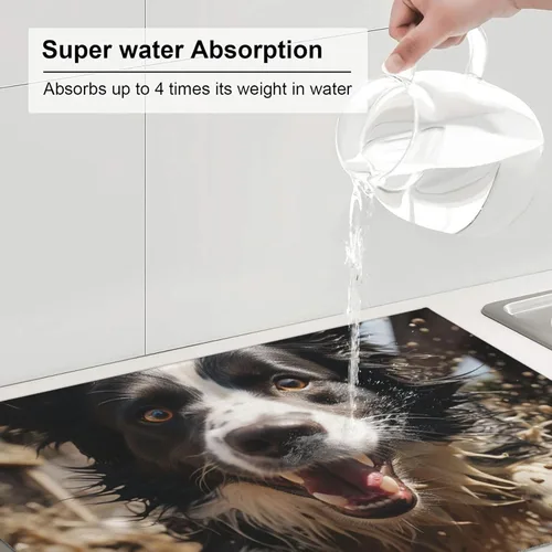 Vista 5 de Dish Drying Mat for Kitchen Counter, Absorbent Microfiber Drainer Mats, Non-slip Kitchen Draining Mat for Coffee Machine Dish Rack Pad 24"x18