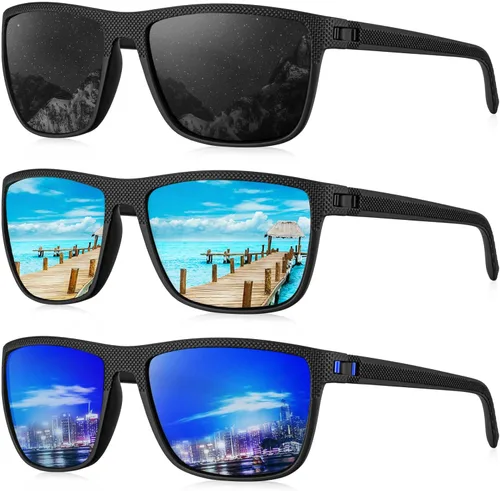 Vista 28 de KALIYADI Gafas de sol polarizadas para hombre, gafas de sol ligeras con protección UV para conducir, pescar y jugar golf
