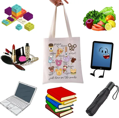 Vista 3 de WCGXKO Magic Kingdom Lover Gift Family Vacation Gift Just Here For The Snacks Shopping Bag Tote Bag