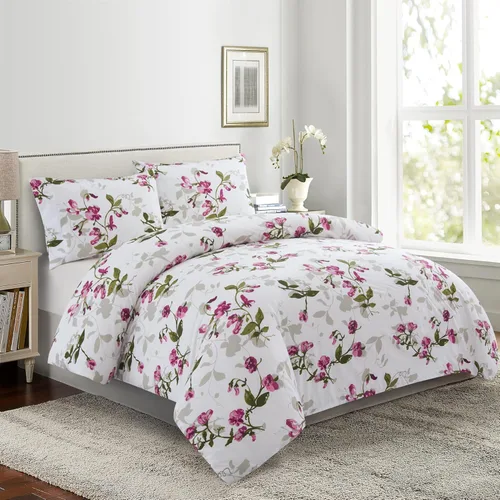 Vista 111 de Marina Decoration Juego de funda de edredón de 3 piezas con 2 fundas de almohada, diseño de rayas negras y grises, tamaño doble/matrimonial