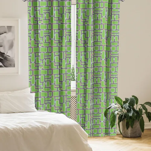 Vista 4 de Ambesonne Car Race Track Curtains, Cartographic Intersecting Roads Activity Identical Automobiles, Window Treatments 2 Panel Set for Living Room