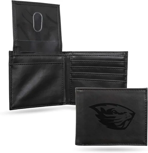 Vista 64 de NCAA Rico Industries Cartera Billetera con Grabado Láser Cartera Billetera con Grabado Láser - Diseño Delgado - Gran Regalo Negro
