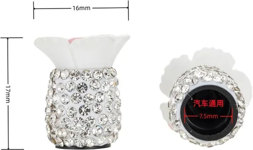 Vista 2 de 4 tapas de vapor brillantes para válvulas, tapas de vástago de válvula de neumático, tapas de válvula de neumático de rueda de automóvil, tapas