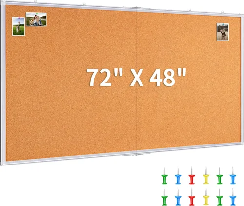 Vista 8 de maxtek Tablero de corcho grande de 48 x 36 pulgadas, tablón de anuncios para paredes, tablero de corcho con marco de aluminio extra de 4 x 3 pies