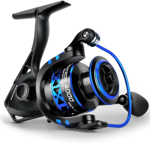 Vista 16 de KastKing Centron & Centron Lite Carretes Giratorios, Tamaño 500 es Perfecto para Pesca en Hielo, Hasta 17.5 lbs de Arrastre Máximo, Relación