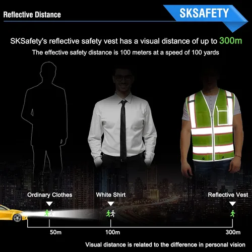 Vista 4 de SKSAFETY Chaleco de seguridad de nivel profesional de 12 bolsillos, chaleco de alta visibilidad Clase 2, ANSI/ISEA Negro