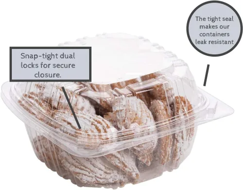 Vista 2 de Smygoods Recipientes de postre (paquete de 50 – 6 x 6 x 3) contenedores desechables de plástico para alimentos, contenedor de alimentos transparente