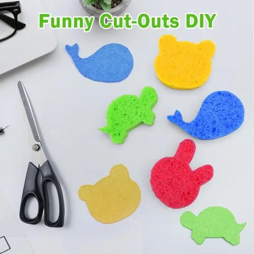 Vista 4 de YoleShy Esponja de cocina de celulosa natural 10 unidades Esponjas comprimidas para limpieza reutilizables Esponja de cocina antideslizante DIY