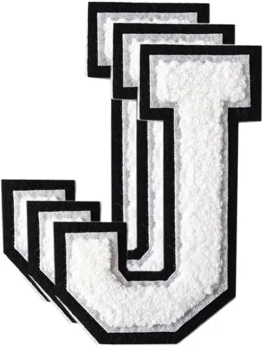 Vista 140 de 3 parches de letras de felpilla negra, parches de letras termo-adhesivas de 4-1/2", parches universitarios para ropa, S