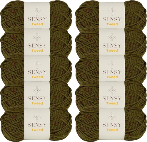 Vista 13 de Sensy Tweed - Ovillo de lana de tweed, 3.5 onzas, 214 yardas, calibre 4 mediano (azul)