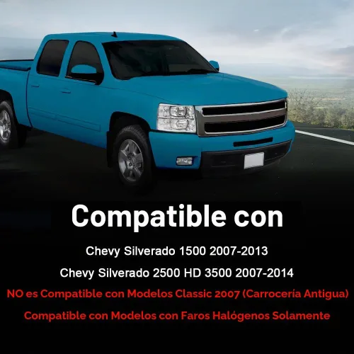 Vista 2 de G-PLUS Conjunto de faros, compatible con Chevy Silverado 2007 2008 2009 2010 2011 2012 2013 2014 Chevy Silverado parachoques faro, lente Cromo