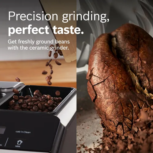 Vista 8 de Bosch Máquina de café y café expreso totalmente automática, bebidas de un solo toque, estilo barista, súper cafetera de doble taza, gran capacidad