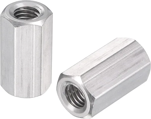 Vista 14 de uxcell Tuerca de acoplamiento hexagonal métrica de acero inoxidable 304 M5 x 0.8 de paso de 0.394 in de longitud, paquete de 5