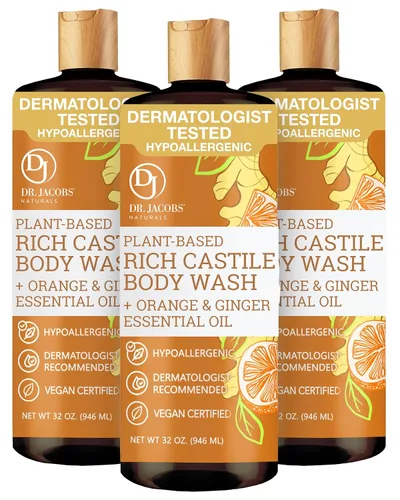 Vista 26 de Dr. Jacobs Naturals - Jabón líquido de Castilla puro, manteca de karité, jabón a base de plantas infundido con vitamina E y aloe vera para hidratar