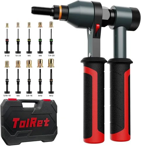Kit de Herramienta para Tuerca Remachable Kit de Tuerca Remachable, Kit de Herramienta Rivnut con 10 Mandriles Métricos y SAE, Kit Surtido de 100