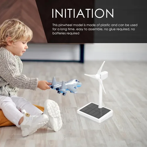 Vista 7 de Alasum Molino de viento de escritorio con energía solar, modelo de viento con energía solar, ornamento de bricolaje, decoración, enseñanza