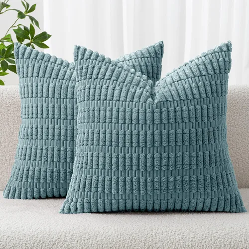 Vista 42 de MIULEE - Juego de 2 fundas decorativas para cojines, de pana suave y con moderno estilo campestre bohemio a rayas, decoración de primavera