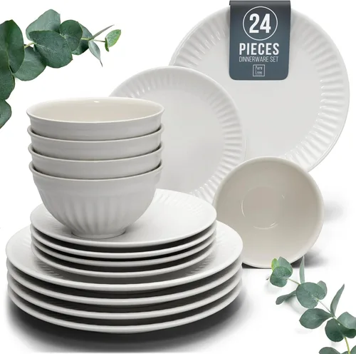Vista 34 de Juego de vajilla de gres para 4 personas 12 piezas – Juego de platos y cuencos negros mate – Apto para lavavajillas, microondas y resistente a