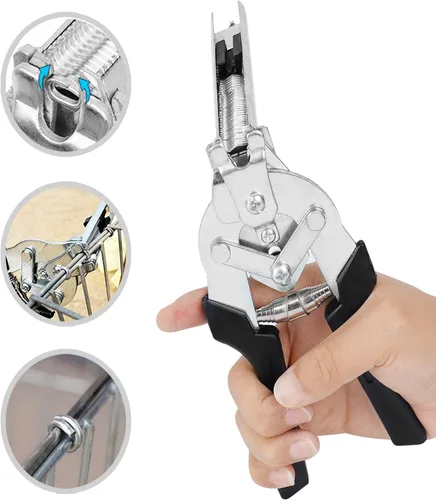 Vista 3 de Kit de alicates de anillo de uñas tipo M con 2400 piezas de anillos de cerdo de aleación de zinc M, alicates de anillo de uñas para esgrima