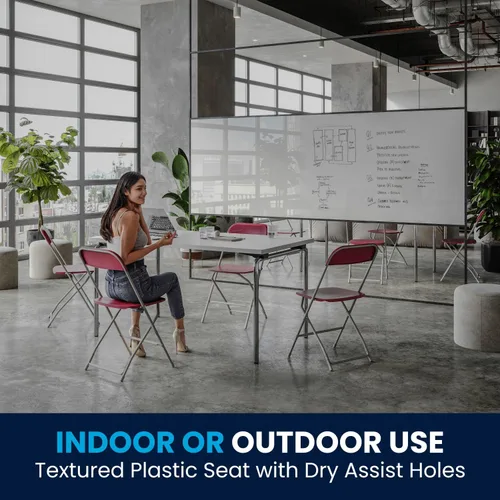 Vista 6 de Hercules Series Plastic Folding Chair Red - 10 Pack 650LB Weight Capacity Comfortable Event Chair-Lightweight Folding Chair