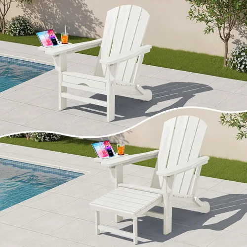 Vista 18 de KINGYES Silla Adirondack plegable ajustable con otomana, silla reclinable Adirondack HDPE con reposapiés, Apple